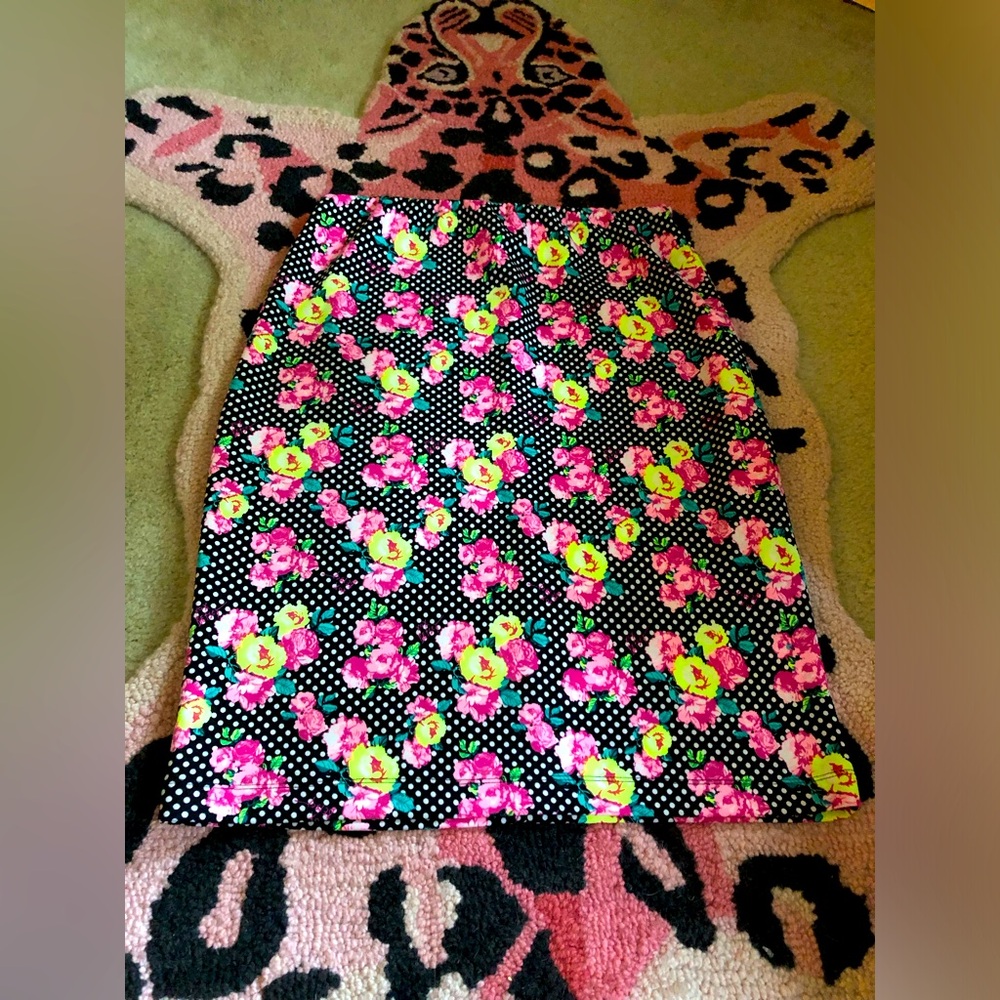 Betsey Johnson Floral/Polka Dot Pencil Skirt